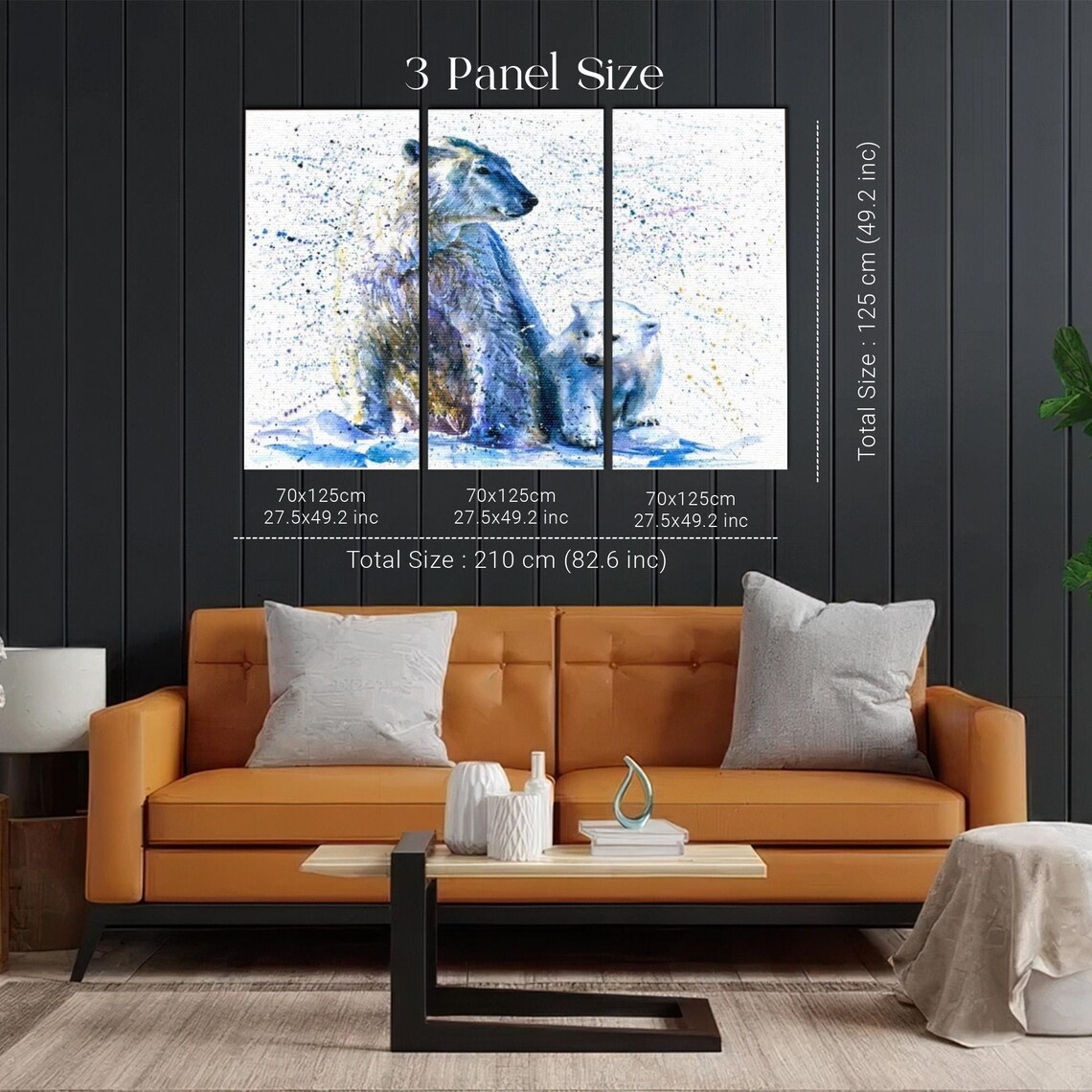Polar Bear Mother And Cub Watercolor Wildlife Painting Art Poster - Image 2