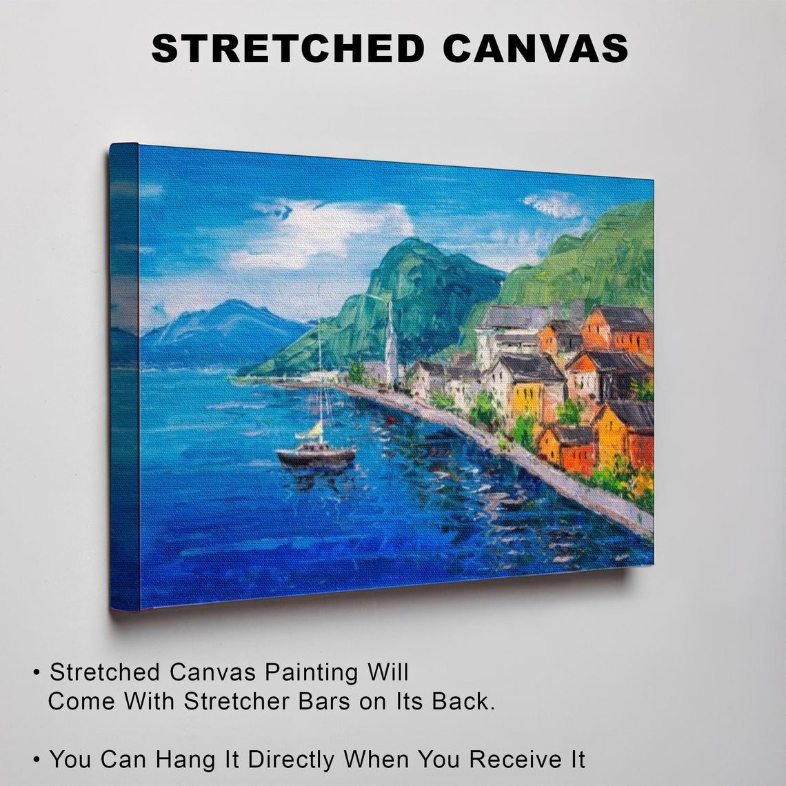 Hallstatt Austria Lakeside Village Painting Lake View Poster - Image 3