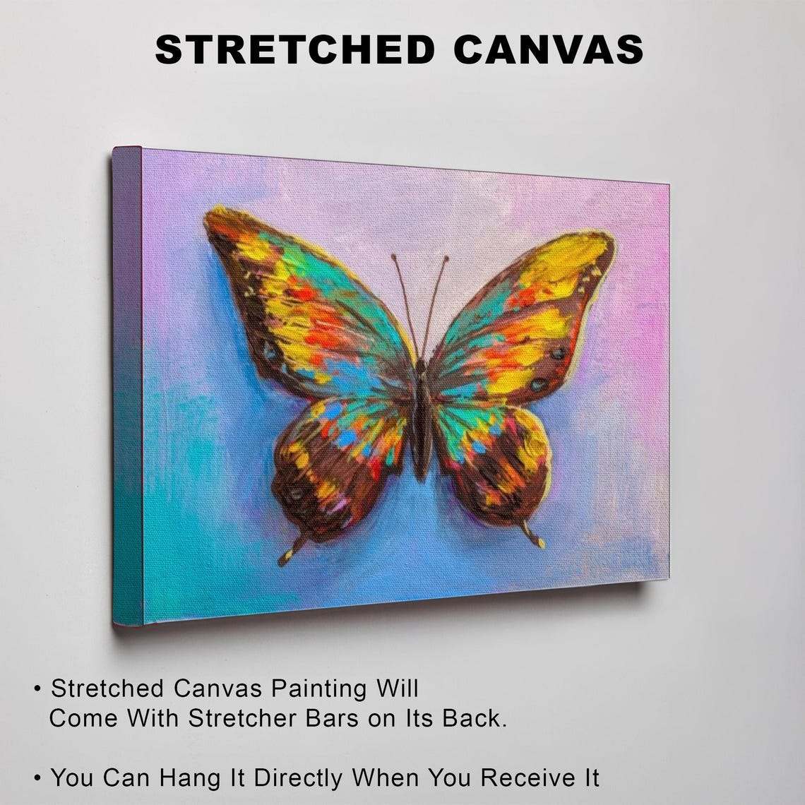 Colorful Butterfly Oil Painting Style Decorative Wall Art Animal Wall Decor Housewarming Gifts Framed Wall Art - Image 3