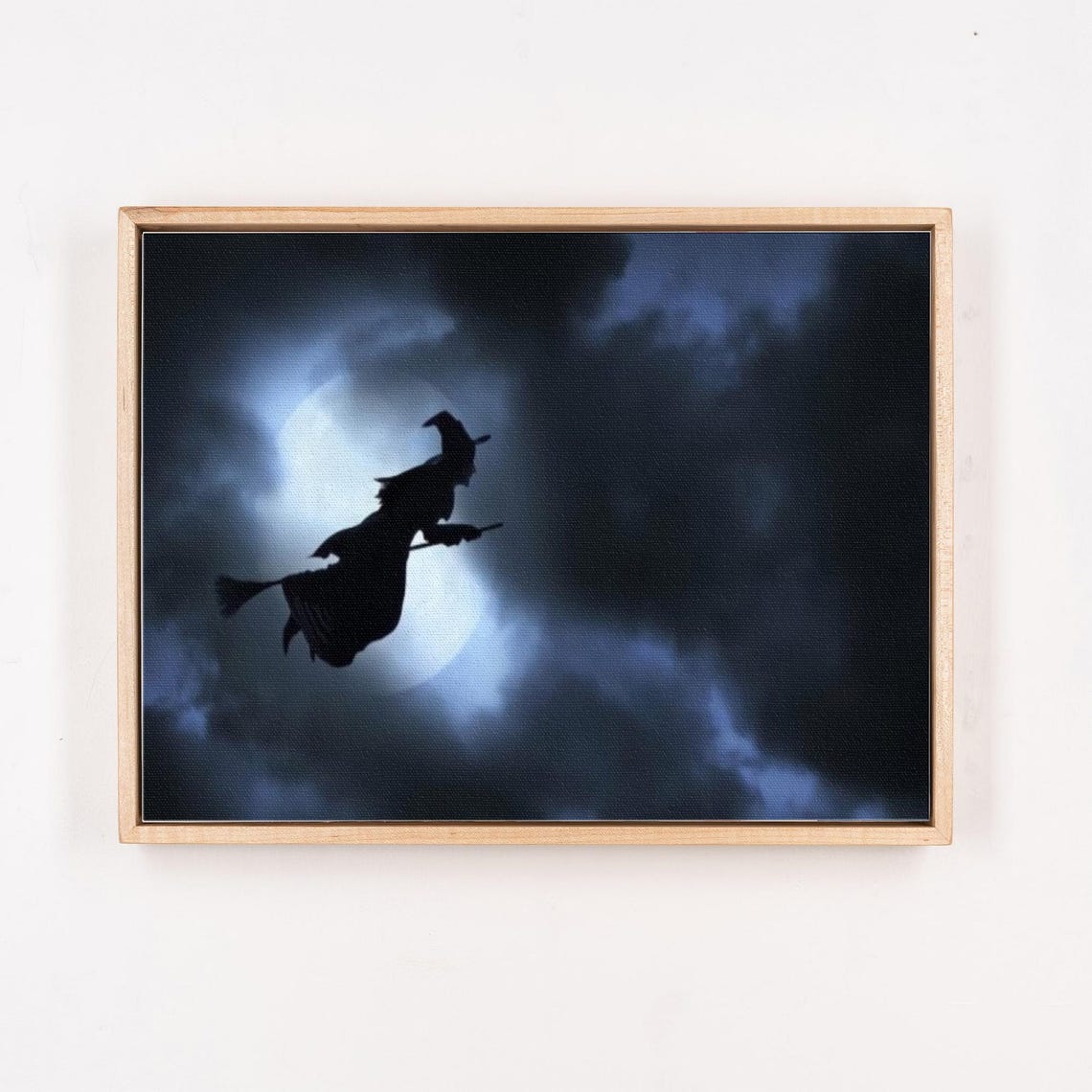 Witch Silhouette Flying On Broomstick Past Full Moon Halloween Poster - Image 4