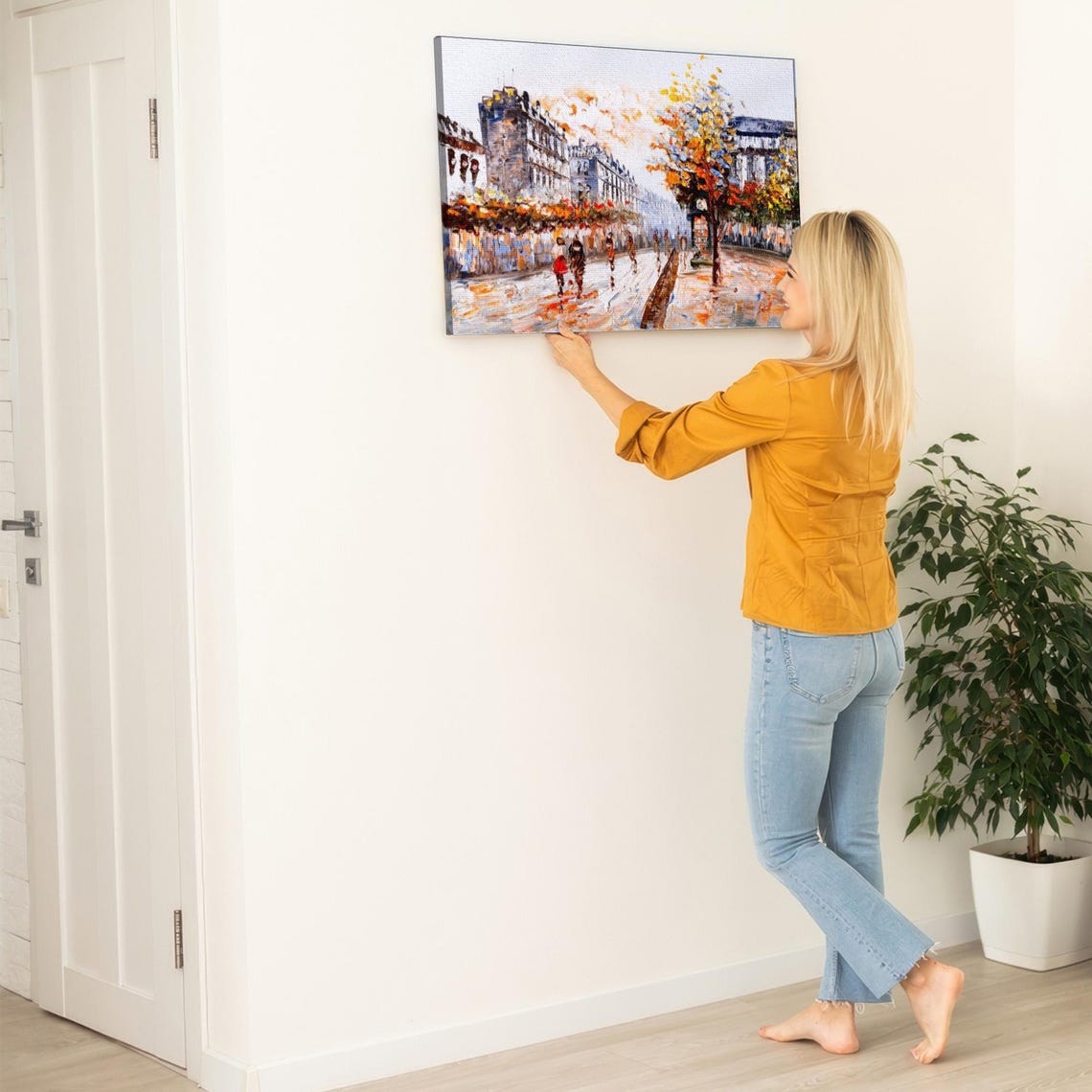 Autumn Paris Street Scene Impressionist Rainy Oil Painting Poster - Image 5