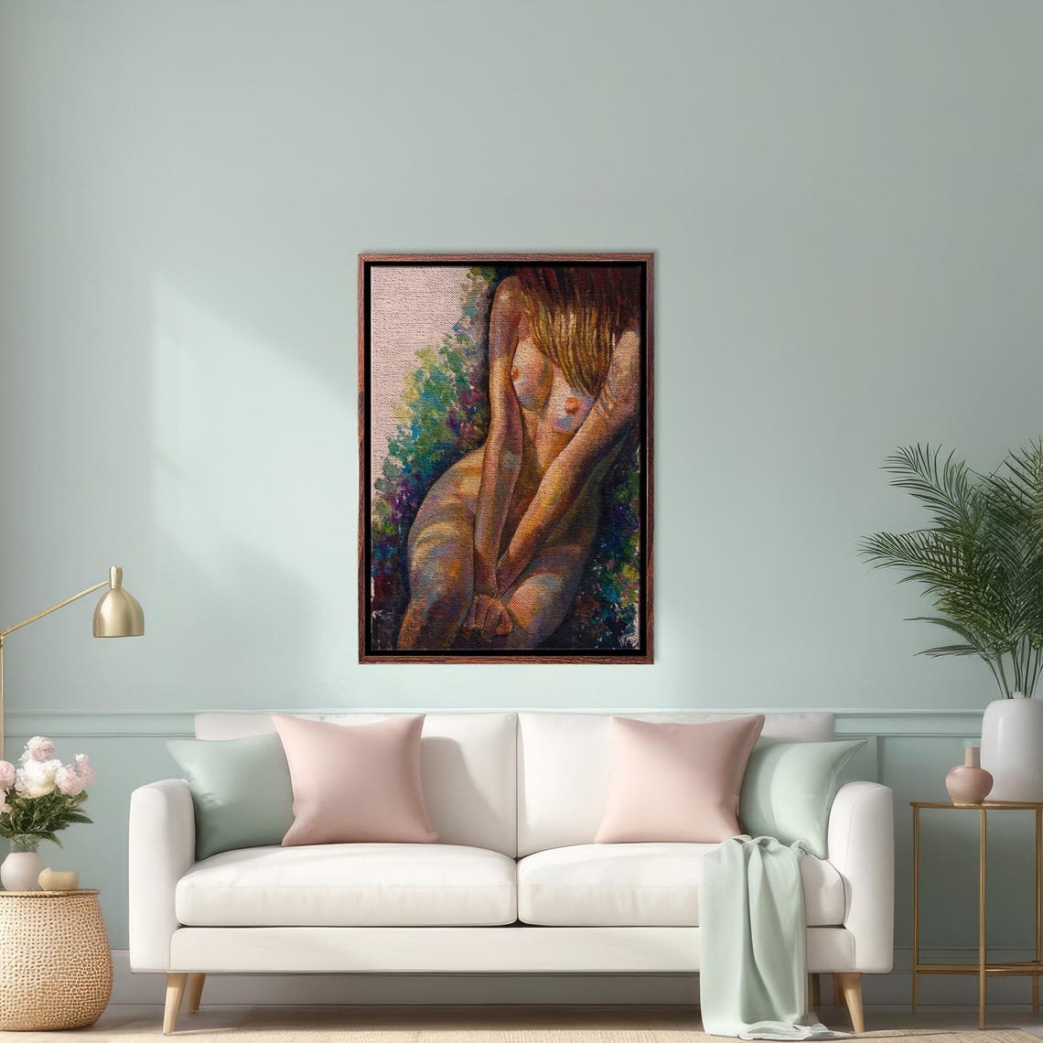 Seated Nude Woman in an Expressive Oil Painting Figure Study Poster