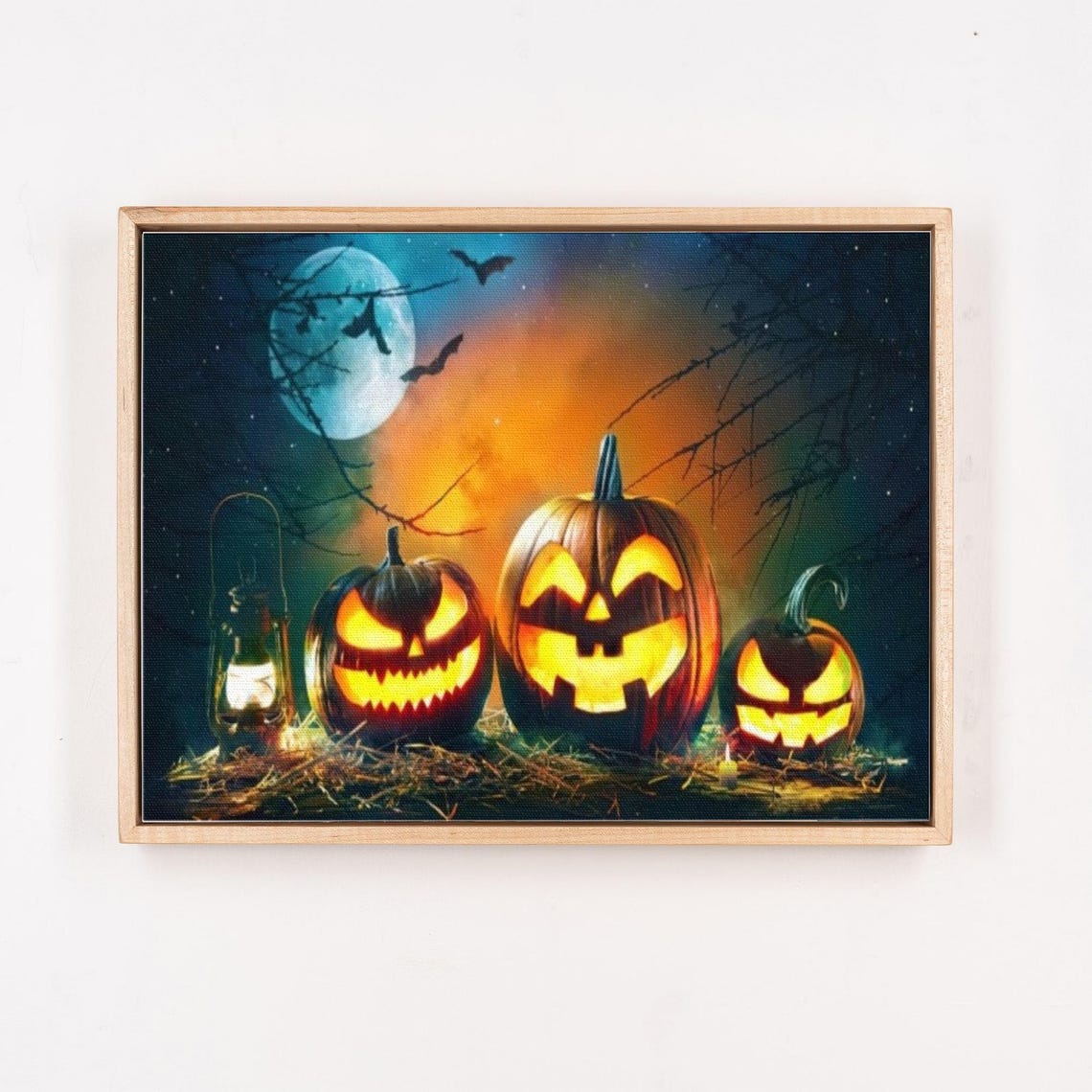 Glowing Jack-O-Lanterns Under Full Moon Halloween Night Poster - Image 4