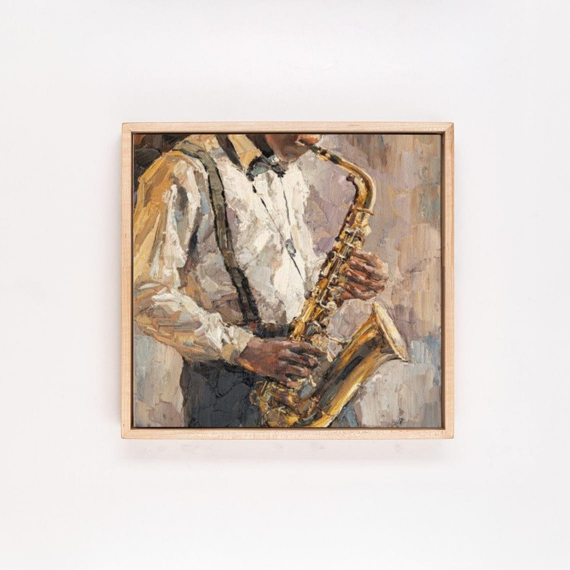 Jazz Saxophone Player Warm Oil Painting Style Music Room Poster - Image 4