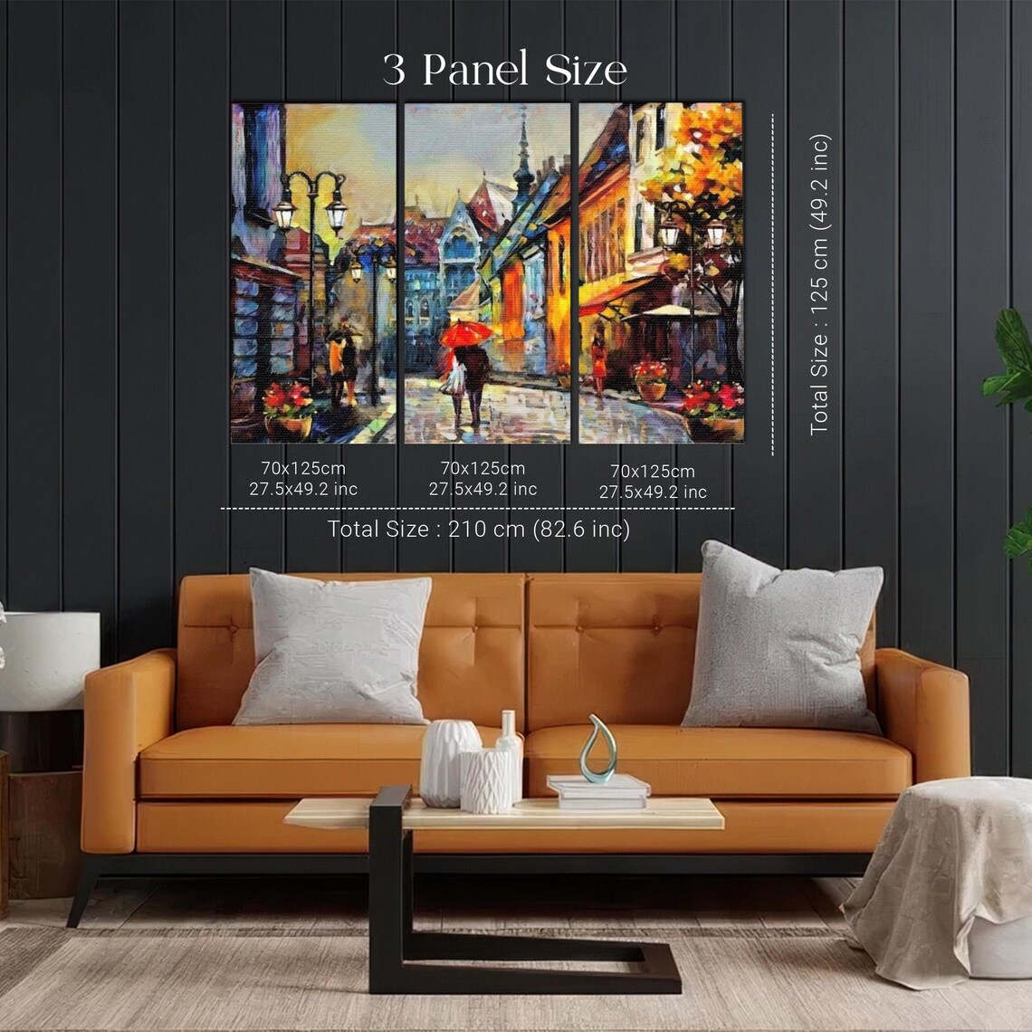 Budapest Street With Red Umbrella Oil Painting Scene Art Poster - Image 2