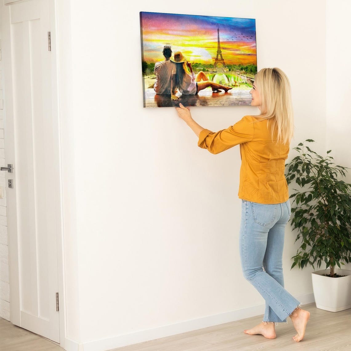 Romantic Couple Watching Eiffel Tower Sunset In Paris France Poster - Image 5