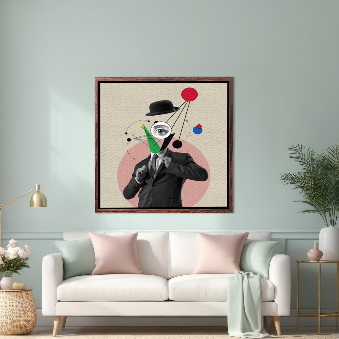Pop Art Print Coffee Drinking Comic Book Hero Surreal Print Framed Wall Art Large Wall Art Surreal Modern Wall Decor