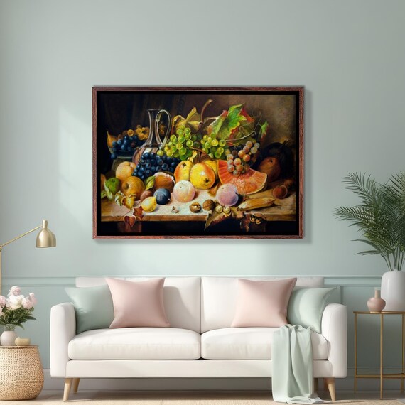 Fruit On The Table Oil Painting Style Decorative Wall Art Framed Wall Art Kitchen Print Kitchen Wall Art