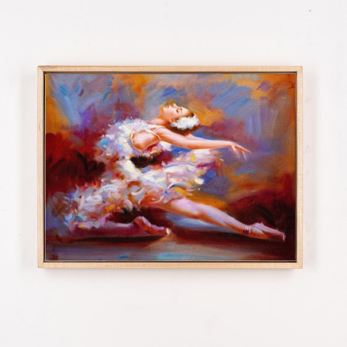 Ballerina Dancing in White Tutu Impressionist Oil Painting Poster - Image 4