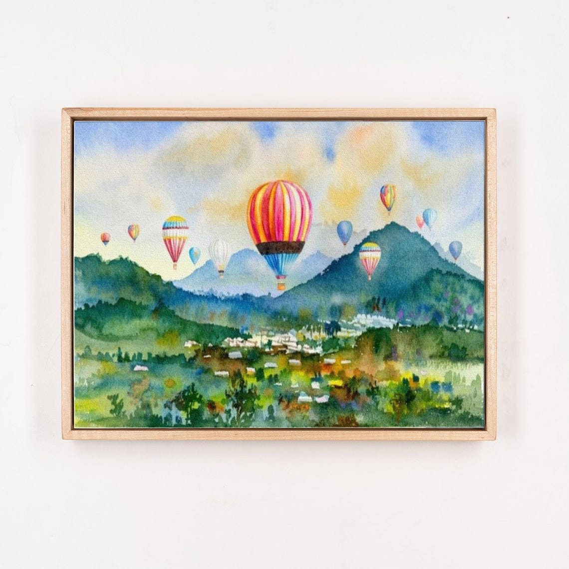 Cappadocia Hot Air Balloons Floating Over Green Valleys Poster - Image 4