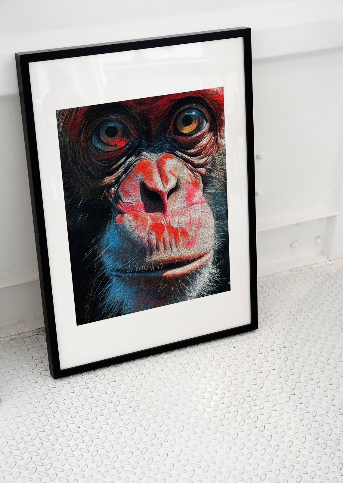 Red Monkey Oil Painting Style Art Print