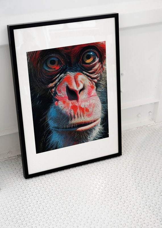 Red Monkey Oil Painting Style Art Print