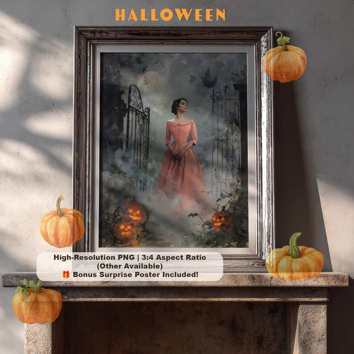 Spooky Regency Print Gothic Halloween Wall Art Png 300 Dpi