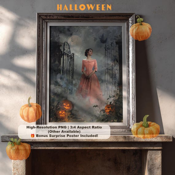 Spooky Regency Print Gothic Halloween Wall Art Png 300 Dpi