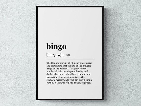 Bingo Funny Definition Typography Hobby Art Print