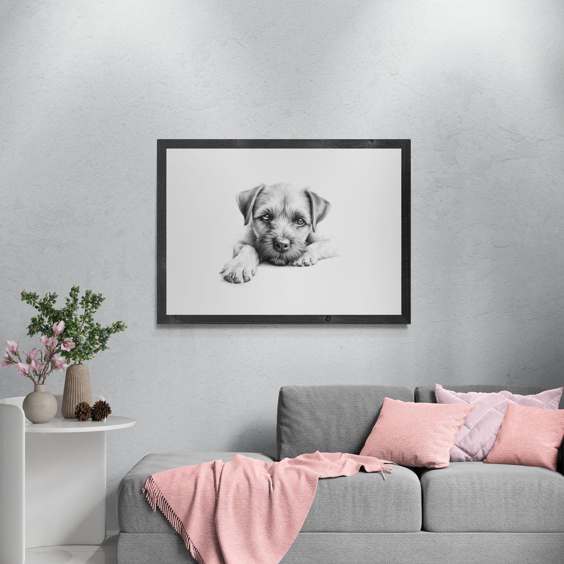 Border Terrier Cute Scruffy Puppy Sketch Farmhouse Decor Dog Poster - Image 3
