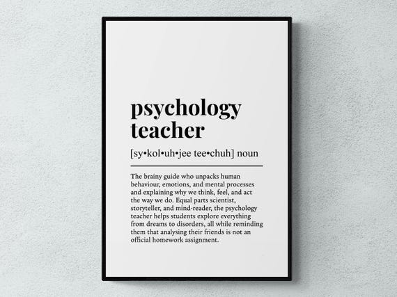 Psychology Teacher Funny Definition Job Work Gift Wall Art Print