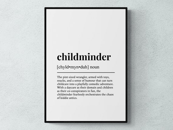 Childminder Funny Definition Typography Wall Art Print