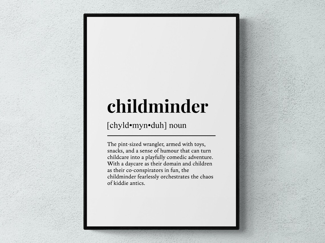 Childminder Funny Definition Typography Wall Art Print