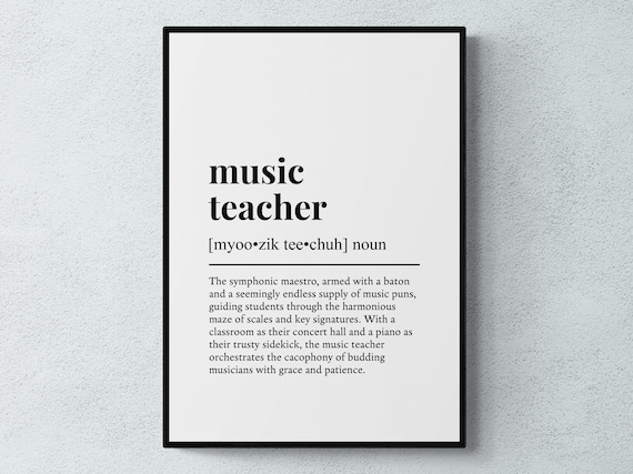 Music Teacher Funny Definition Job Work Gift Wall Art Print