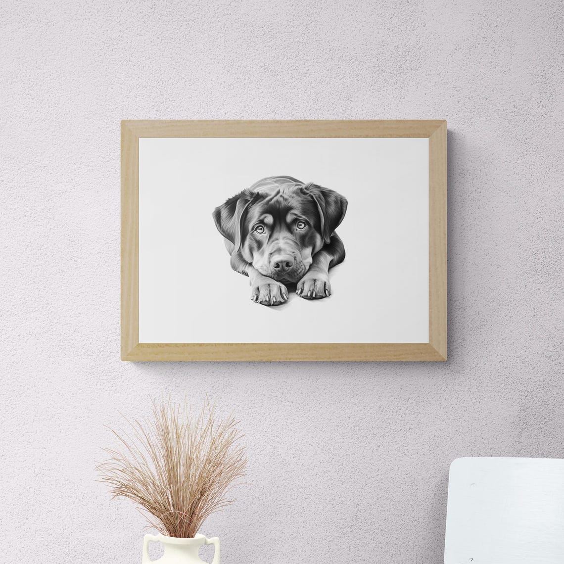 Rottweiler Puppy Tan Markings Sketch Lying Down Vintage Dog Poster - Image 2