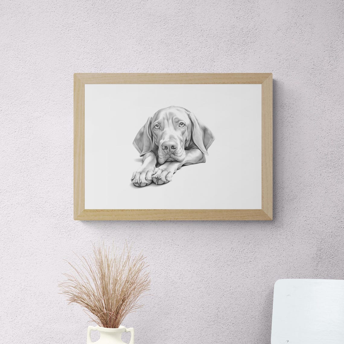 Vizsla Puppy Golden Velcro Hunter Pencil Sketch Portrait Print - Image 2