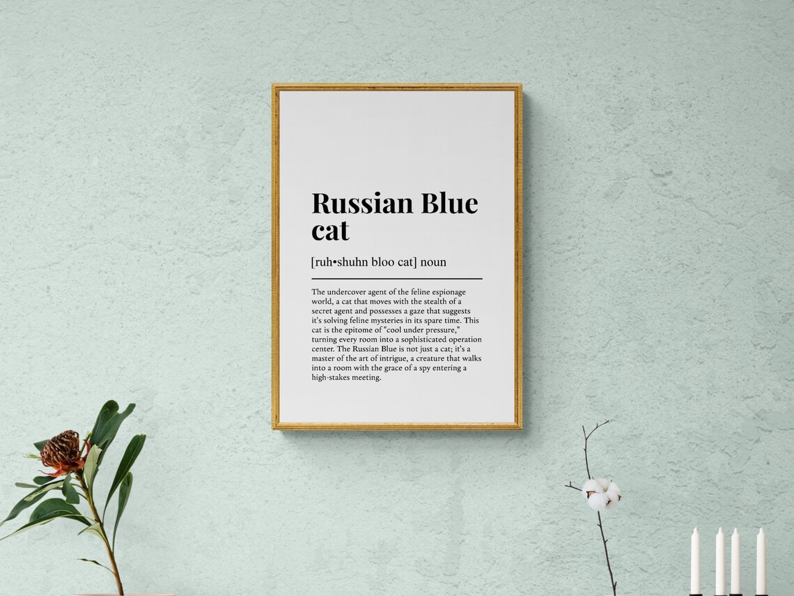 Russian Blue Cat Funny Definition Art Print - Image 2