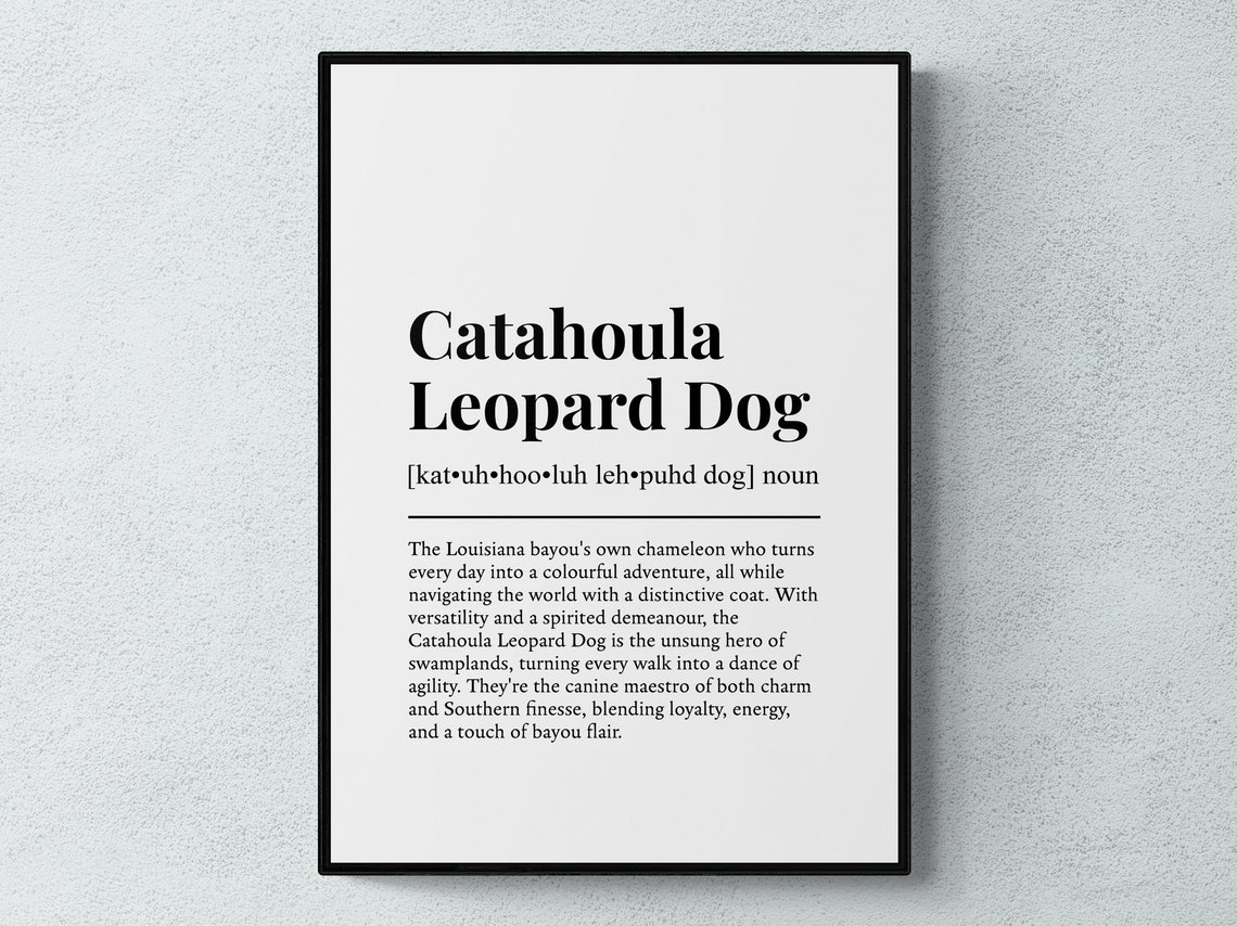 Catahoula Leopard Dog Funny Dictionary Definition Minimalist Wall Art