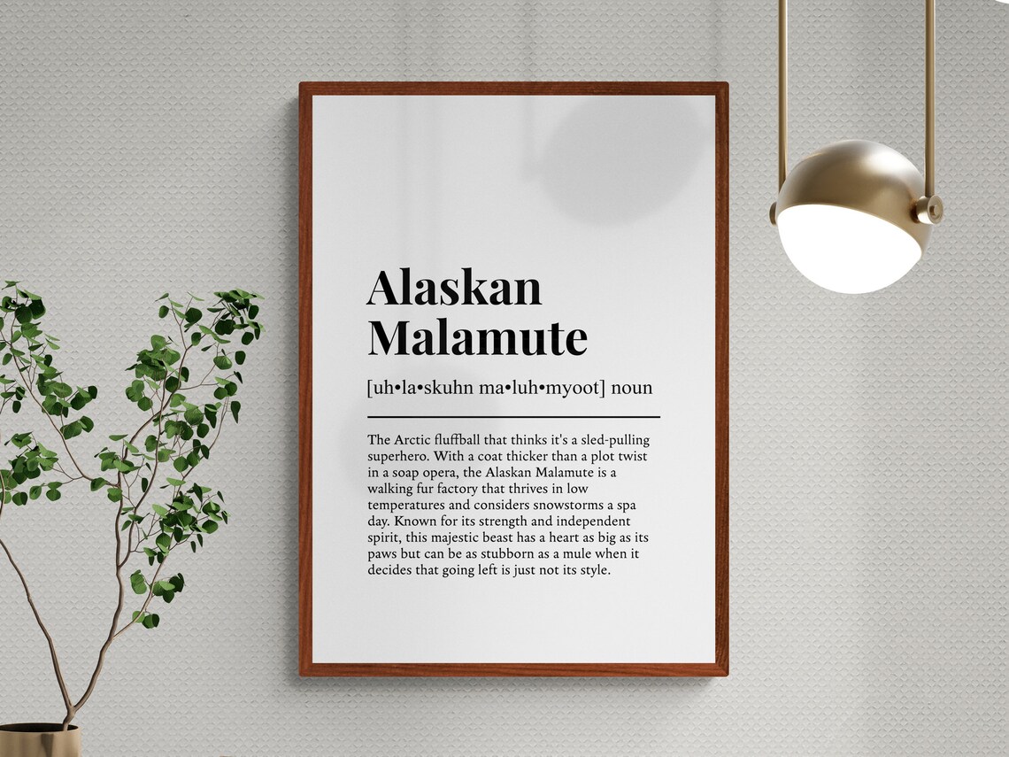 Alaskan Malamute Funny Definition Wall Art Print - Image 3