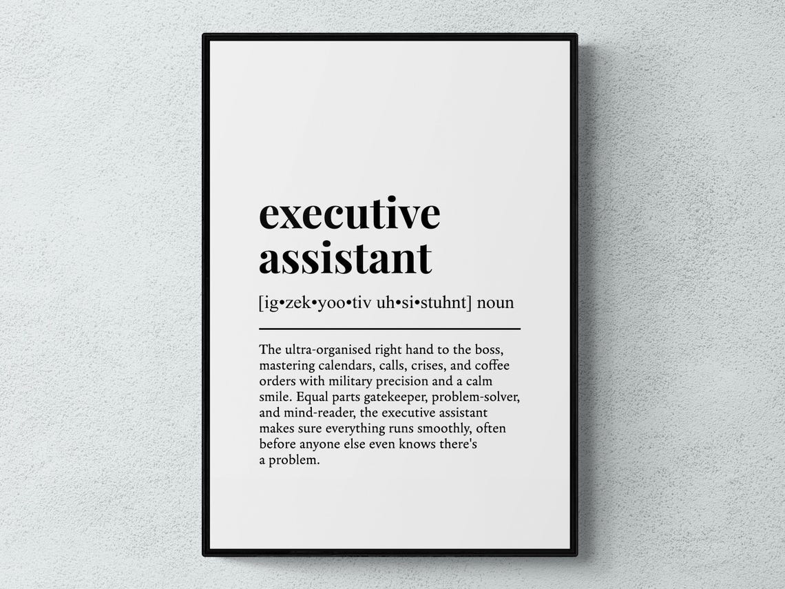 Executive Assistant Funny Definition Job Work Gift Wall Art Print