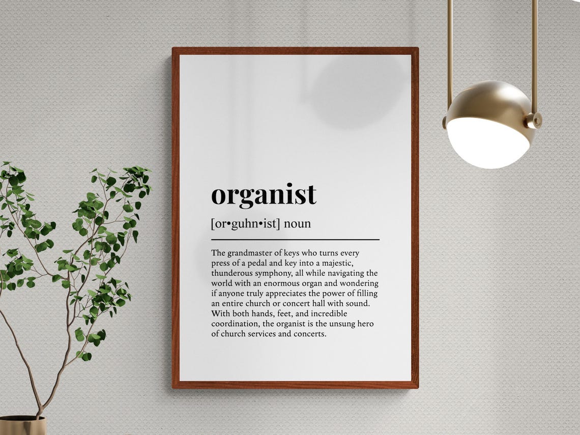 Organist Funny Dictionary Definition Musician Black White Wall Art - Image 3