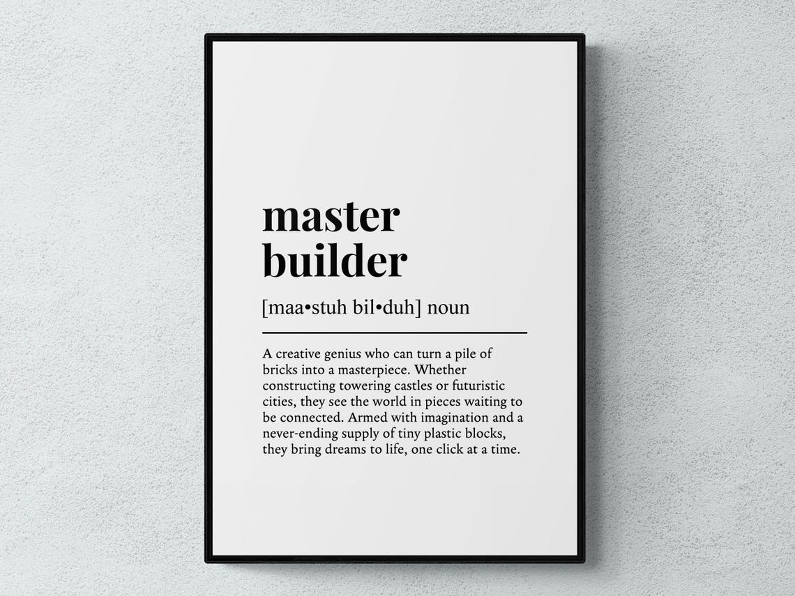 Master Builder Funny Definition Hobby Gift Wall Art Print