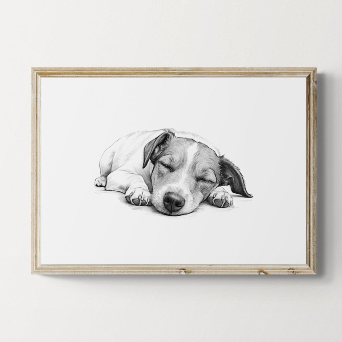 Sleeping Jack Russell Terrier Vintage Dog Art Print