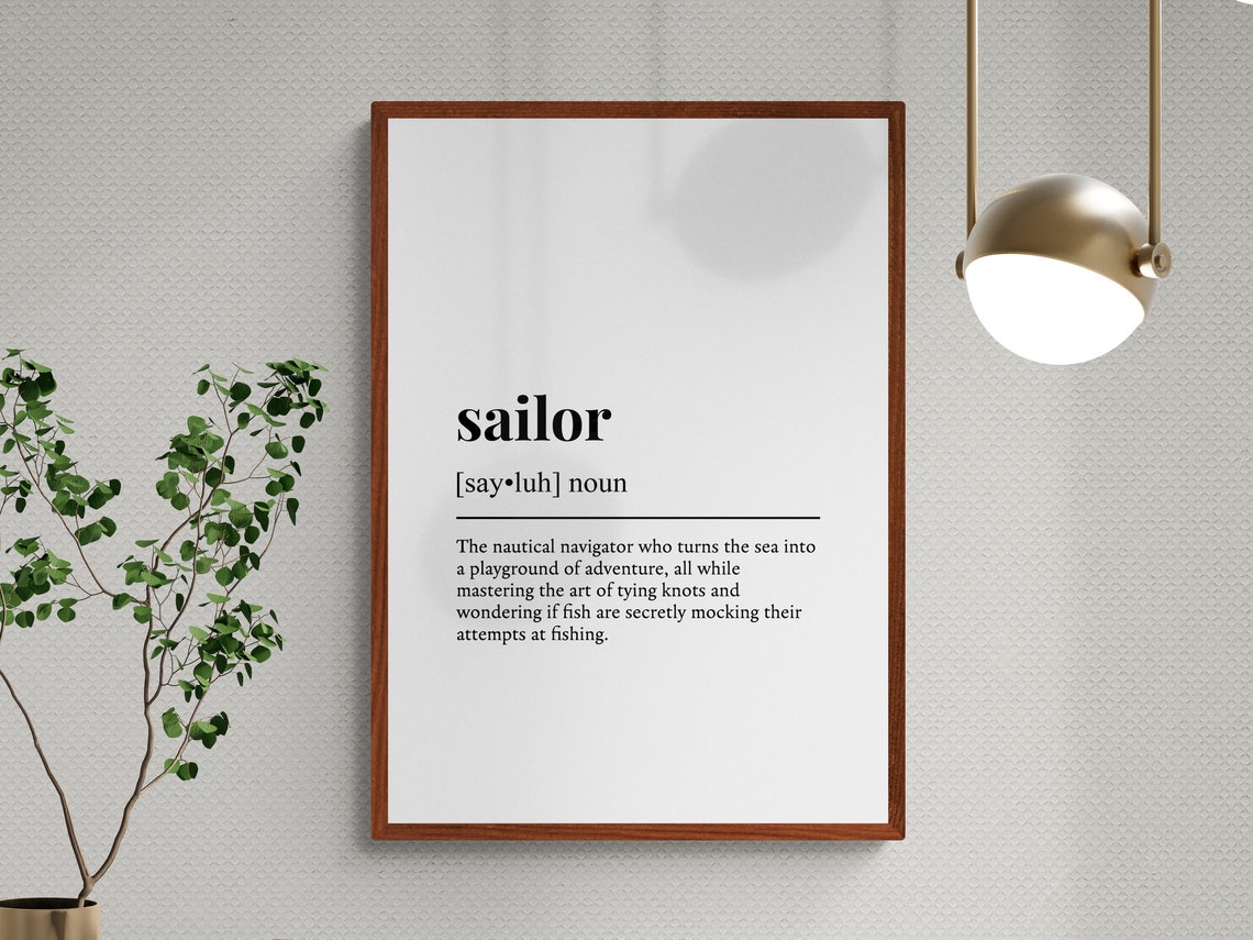 Sailor Funny Definition Monochrome Dictionary Wall Art Office Gift - Image 3