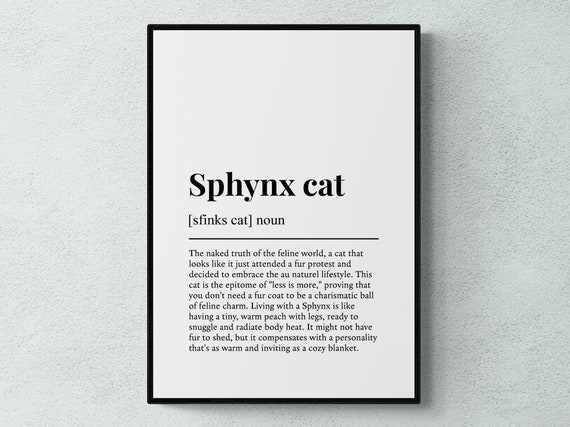 Sphynx Cat Funny Definition Poster Art Print For Cat Lovers