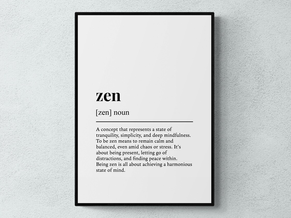 Zen Definition Art Print, Spiritual Wellness Decor