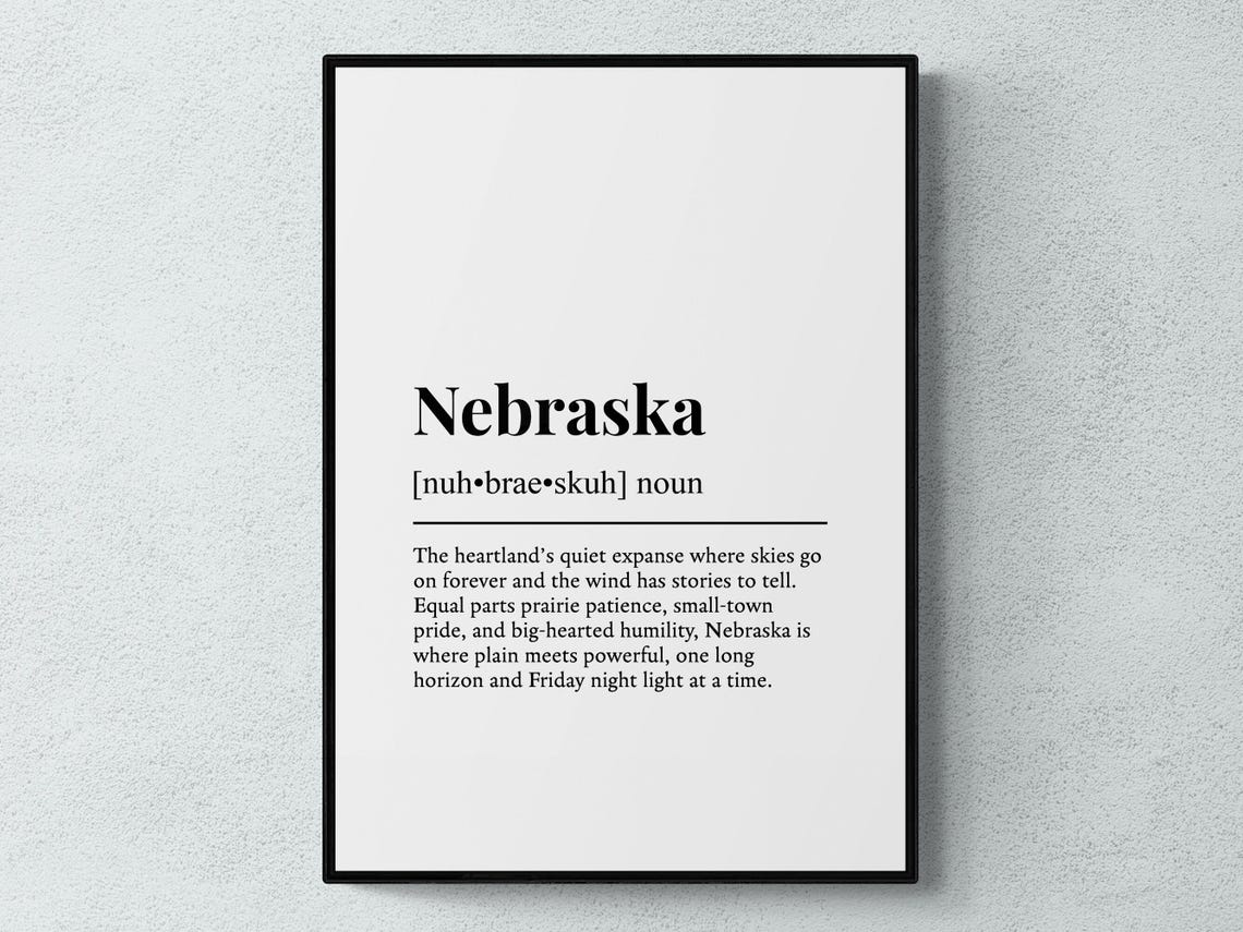 Nebraska Funny Dictionary Definition Heartland Prairie State Poster
