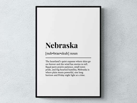 Nebraska Funny Dictionary Definition Heartland Prairie State Poster