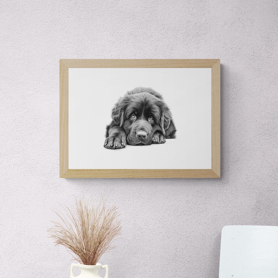 Newfoundland Dog Dark Fluffy Giant Sketch Vintage Dog Poster - Image 2
