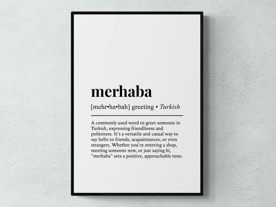 Merhaba Turkish Word Definition Warm Welcome Minimalist Poster