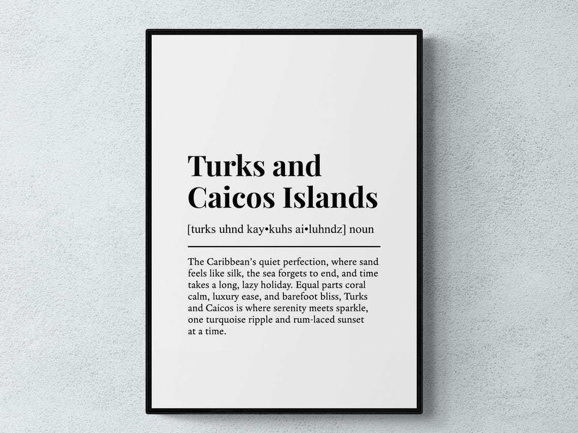 Turks and Caicos Islands Dictionary Definition Minimalist Art Print