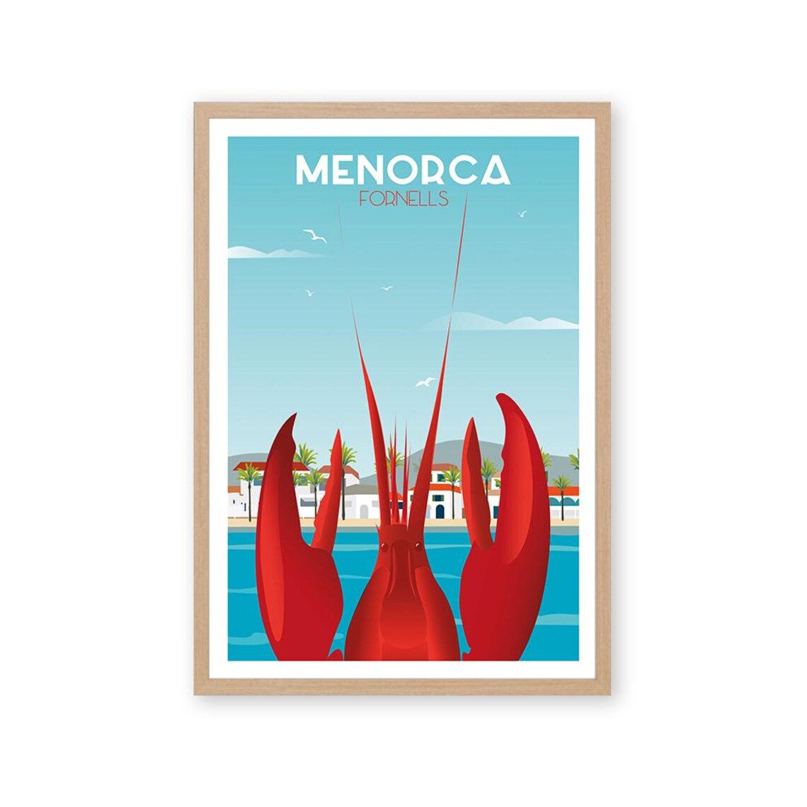 Menorca Fornells Vintage Travel Poster, Lobster