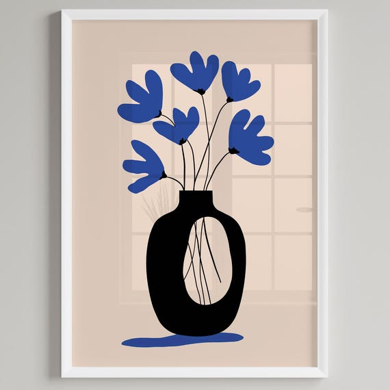 Bedroom Living Room Flower Decor Illustration Exhibition Mid Century Poster Contemporary Floral Print