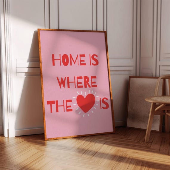 Home Quote Poster Pink Trendy Wall Art Digital Download