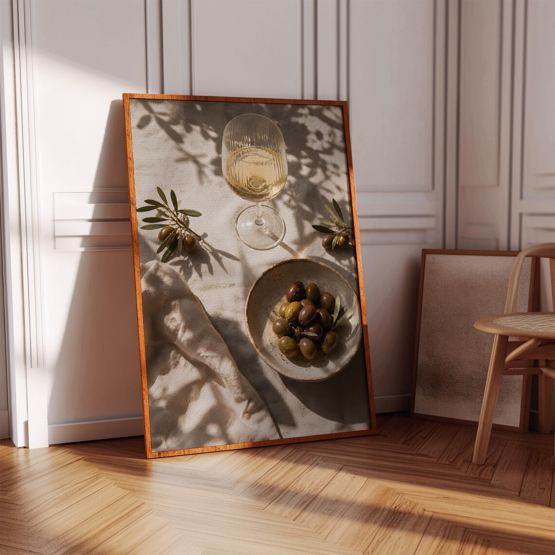 White Wine And Olives Poster, Mediterranean Still Life