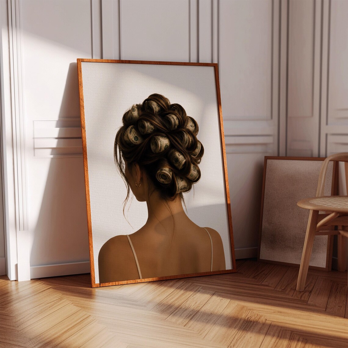 Dollar Bill Hair Curlers Luxury Old Money Fashion Chic Woman Poster