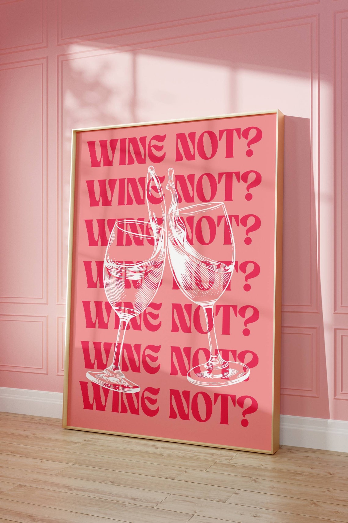 Wine Not Poster Retro Bar Wall Art Digital Download
