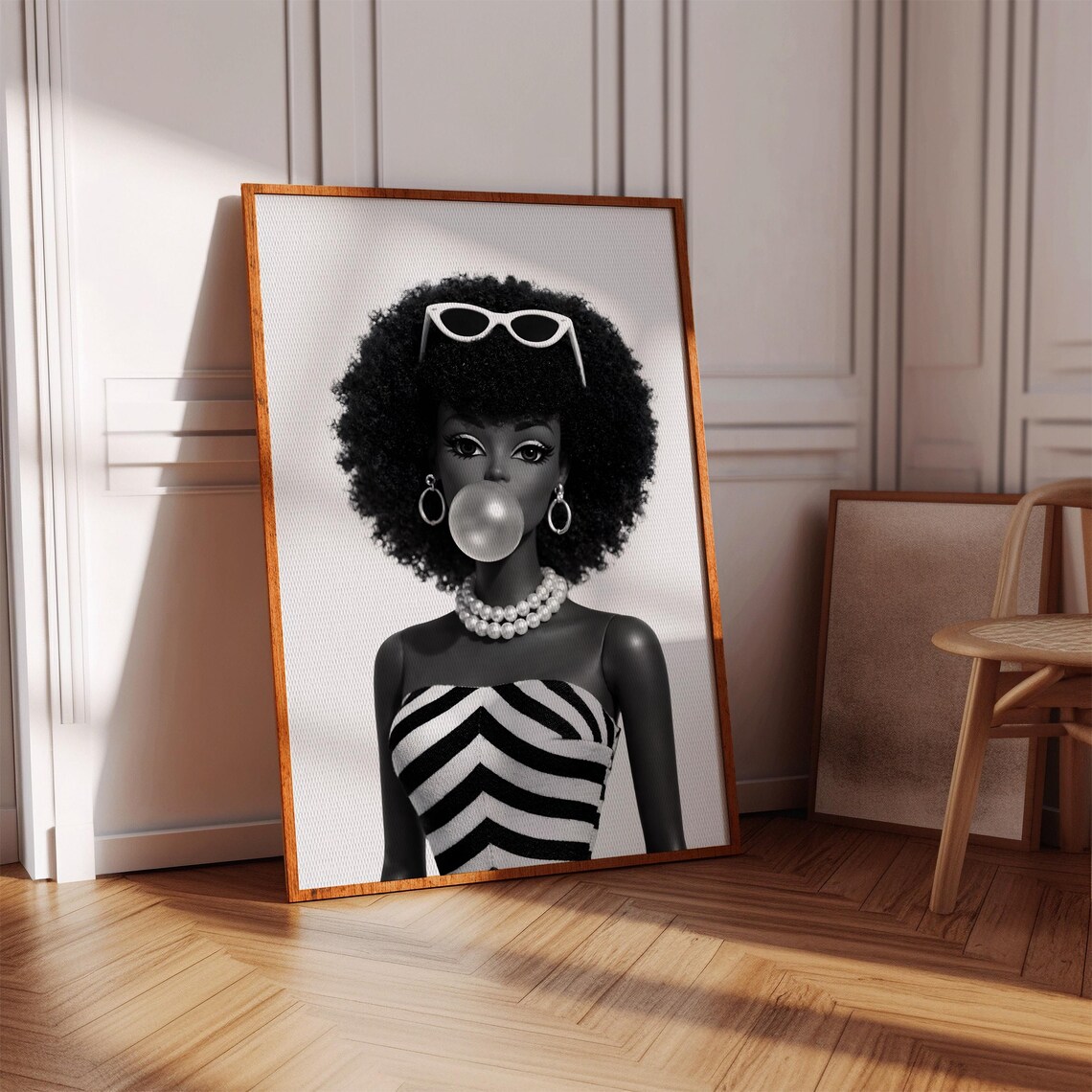 Retro Fashion Girl Bubblegum Portrait Art Print