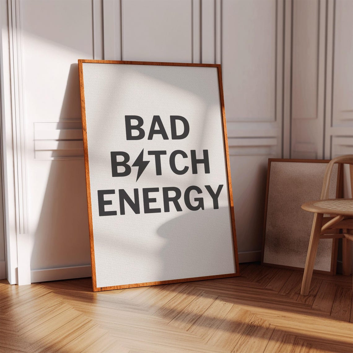 Bad Bitch Energy Gray Minimal Typography Statement Decor Poster