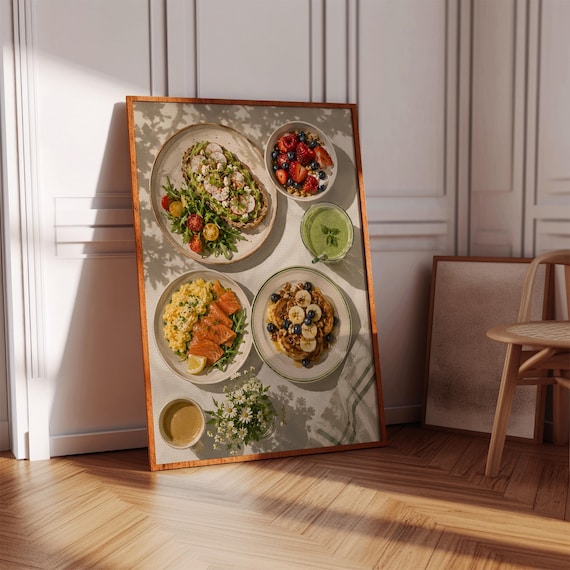 Breakfast Brunch Spread Flat Lay Kitchen Food Photography Poster